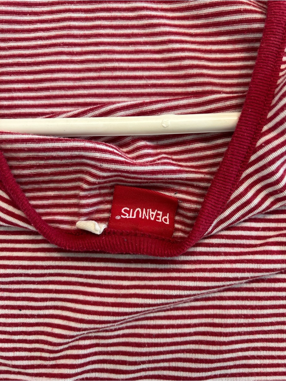 Official Peanuts Red & White Striped Embroidered Woodstock Tee Medium - Picture 3 of 8
